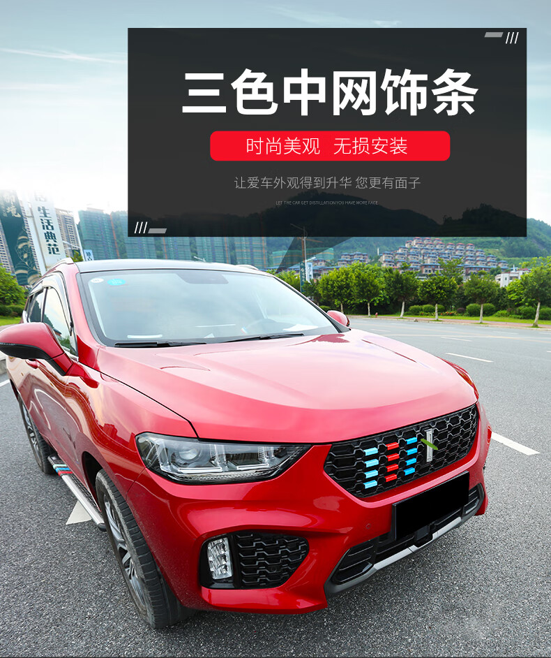 点缤 适用于17-19长城魏派wey vv5s改装 vv7外饰中网vv5 vv6三色中网