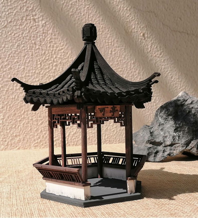 中国古建筑模型拼装材料苏州园林可亭拼装模型成人木制手工diy材料包