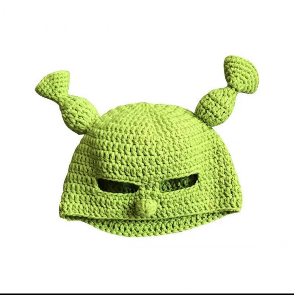 凯姿瑜痞幼西瓜帽痞幼怪物针织绿色帽搞怪卡通毛钱礼物创意手工头套