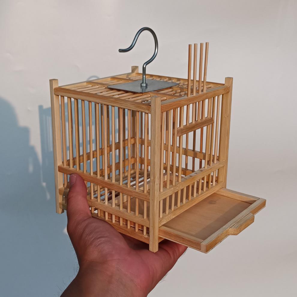 蝈蝈笼子竹制单格手工制作竹编笼经典款鸣虫爬行工具带抽屉鸣虫罐送