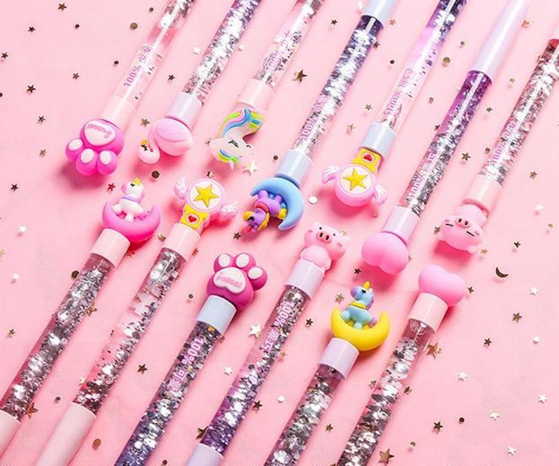 网红流沙笔可爱笔超萌个性少女心笔黑笔学生用韩版创意可爱女生独角兽