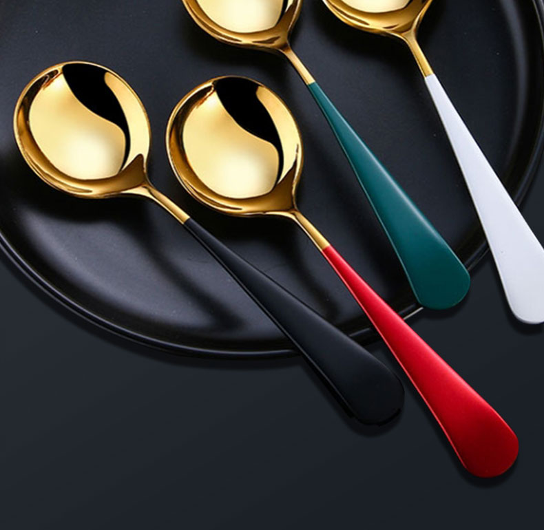 勺子家用304不锈钢儿童吃饭调羹创意可爱高 四色混装(颜色备注联系