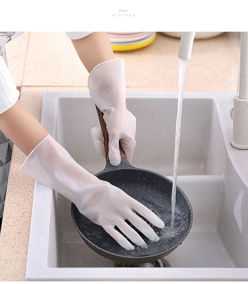 素鸣洗碗手套女防水家用厨房刷碗洗衣服洗菜贴手清洁耐用家务塑胶手套