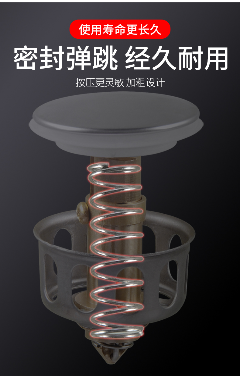 下水器弹跳芯下水器弹跳芯洗脸盆台盆洗手池面盆防堵过滤网提篮按压式