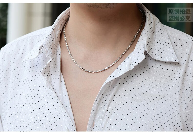 潮男项链男999链潮人锁骨链日韩个性长款配饰长45厘米重3克粗1mm