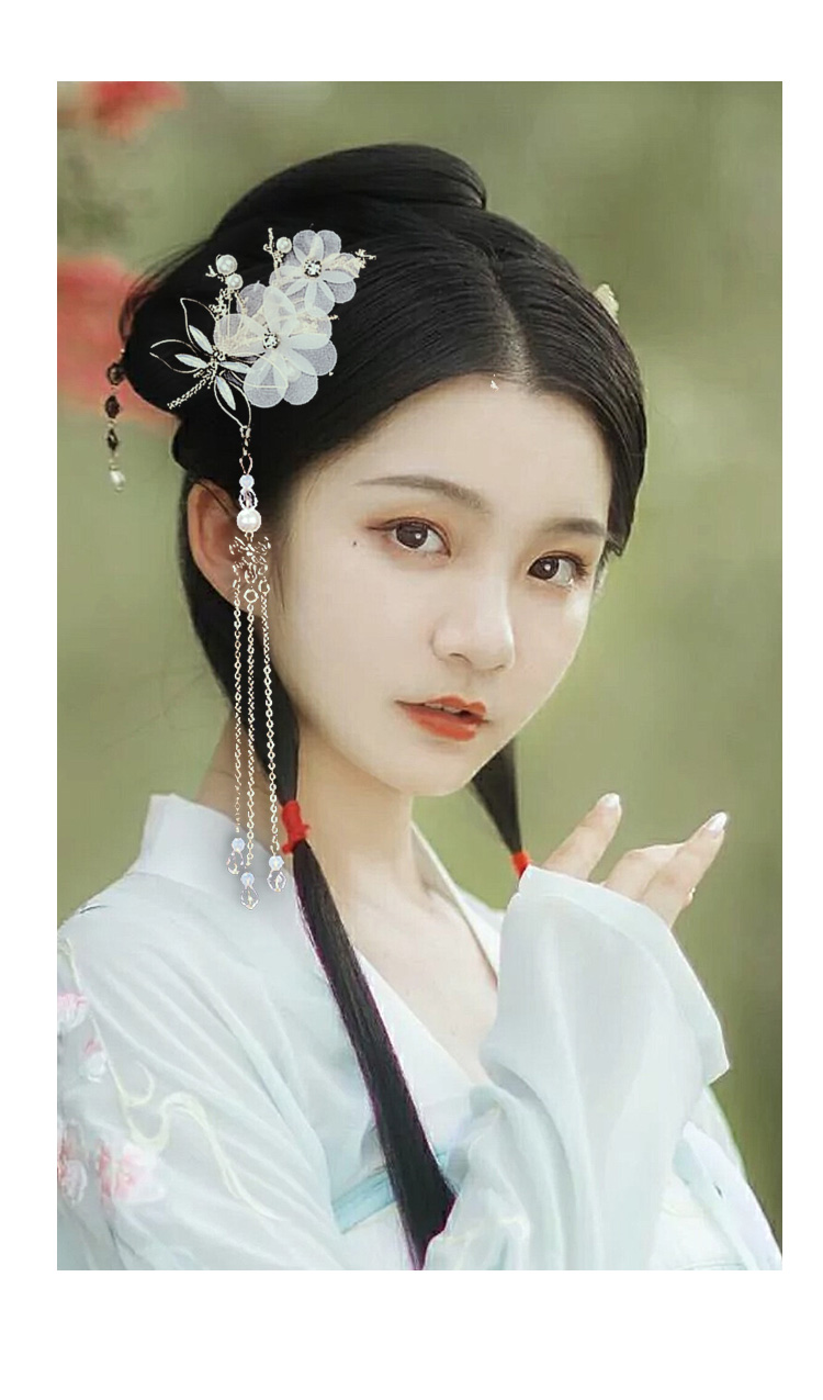 兮小狸仙气汉服头饰蜻蜓发夹古风发饰女流苏边夹古装配饰步摇套装配