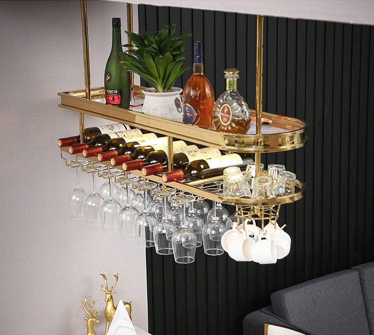 架吧台酒杯架悬挂倒挂不锈钢红酒杯架酒架吊架置物架吧台桌家用椅子