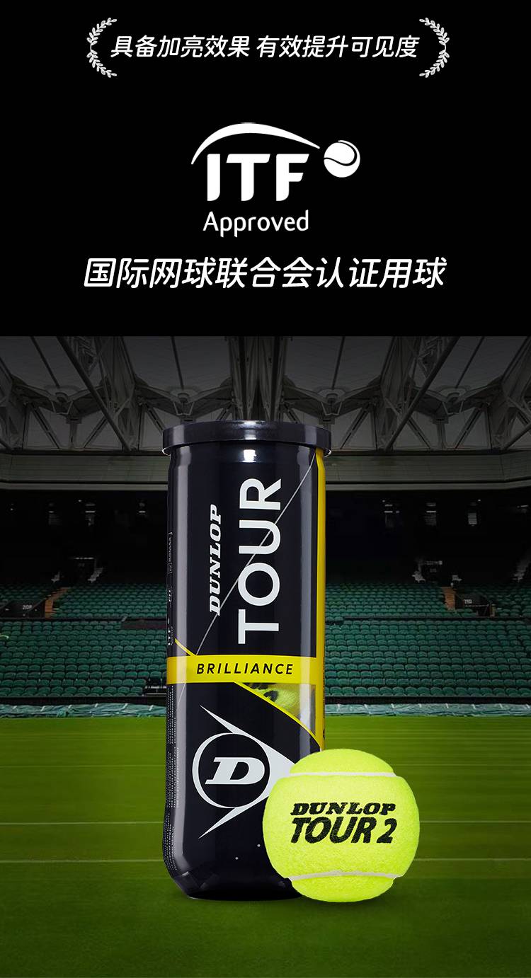 邓禄普网球dunlop登路普3粒装塑料罐加亮耐打比赛训练邓禄普练习用