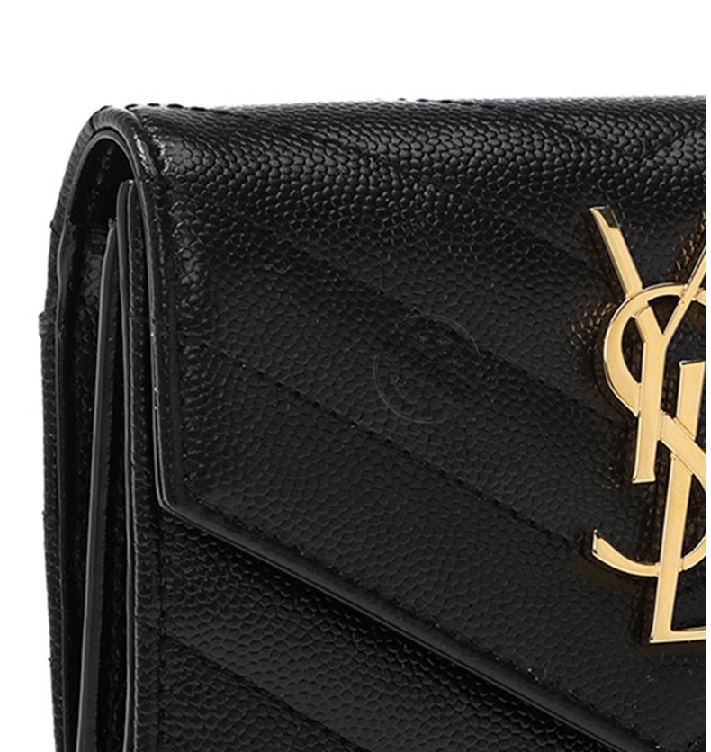 ysl圣罗兰女士钱包牛皮monogram纹理绗缝短款折叠钱夹403943-bow01