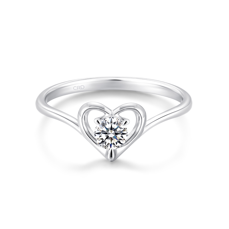 新品crd克徕帝铂金钻戒心形钻石戒指求婚结婚钻戒女主石18分de色si