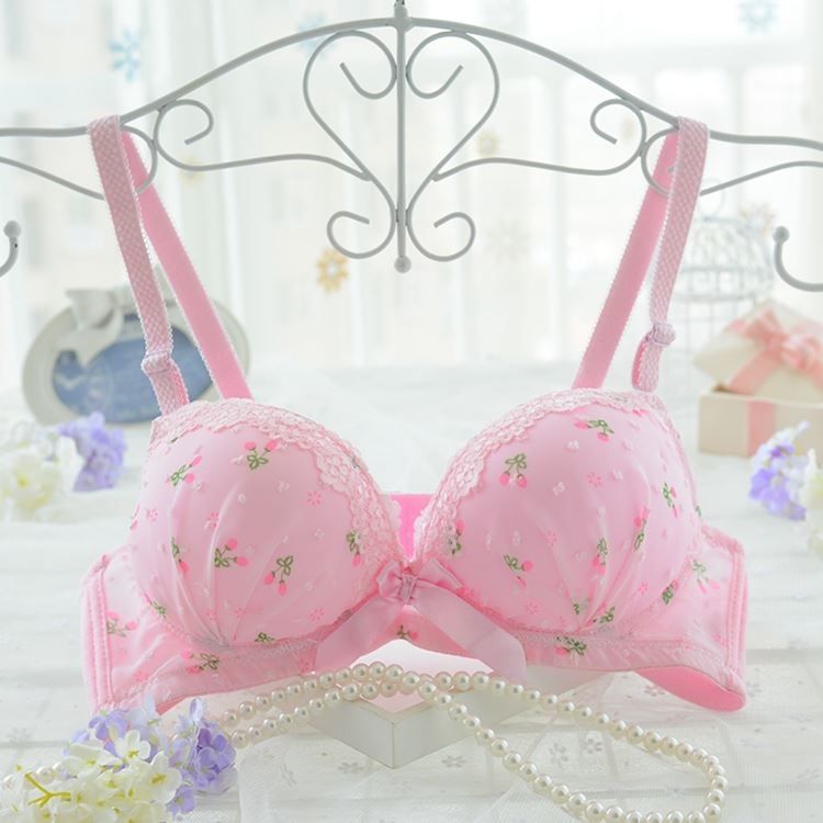 岁甜美可爱蕾丝无钢圈性感少女文胸套装聚拢高中学育内衣白色3270单件