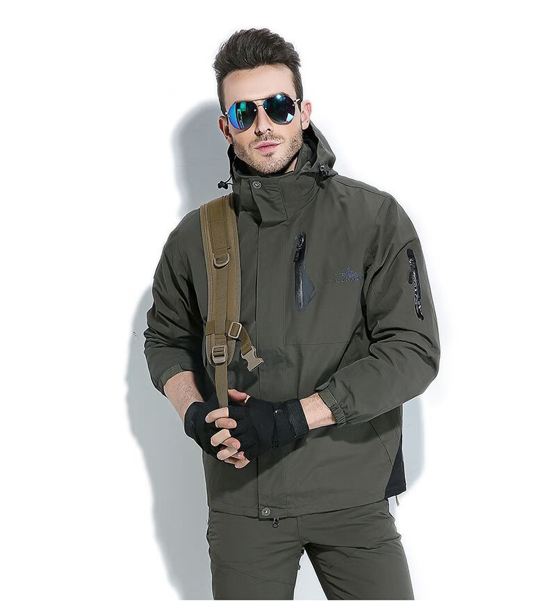 战术工装户外三合一冲锋衣男加绒加厚保暖防风防水战术外套登山秋冬季