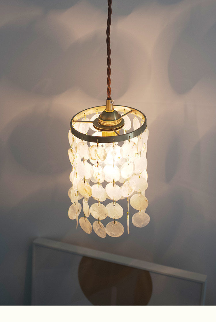 【创意吊灯】美式复古贝壳吊灯韩国风少女心房间灯北欧ins玄关餐厅