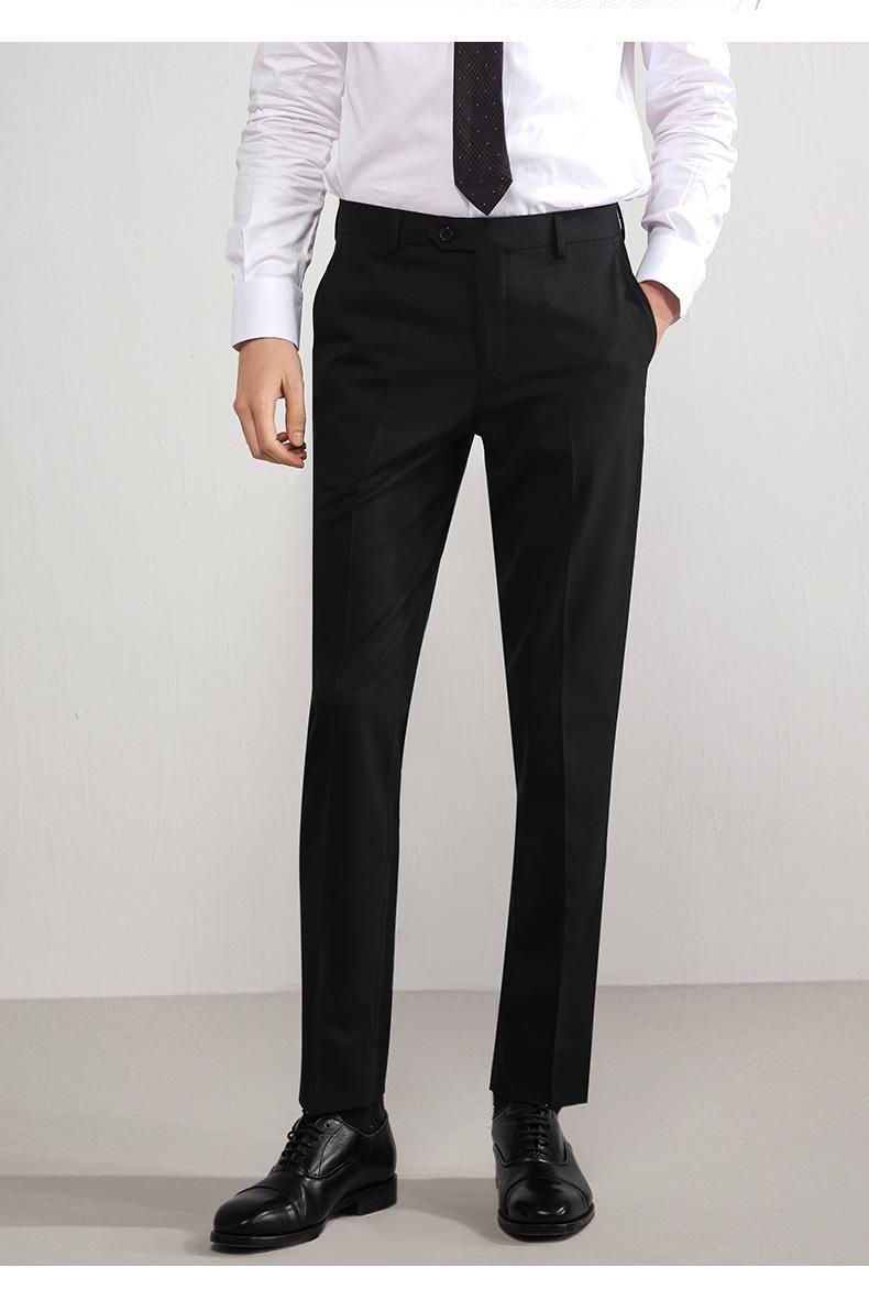 李绅男毛料西裤免烫商务正装裤修身垂感西服裤中年男士西裤宝蓝色31