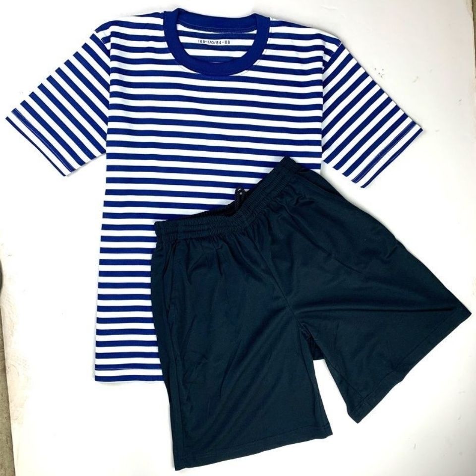 海魂衫男海魂衫套装男夏季速干短袖短裤运动服条纹训练服军迷t海体单