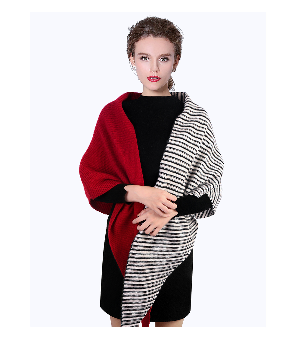 上海故事羊绒三角披肩女士秋冬保暖围巾百搭围脖1c041酒红