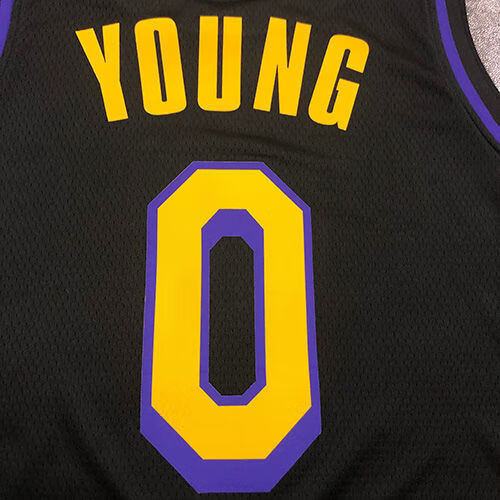 同款湖人队圆领24号詹姆斯23号篮球服黑拉丁男生学生球衣 0号库兹马