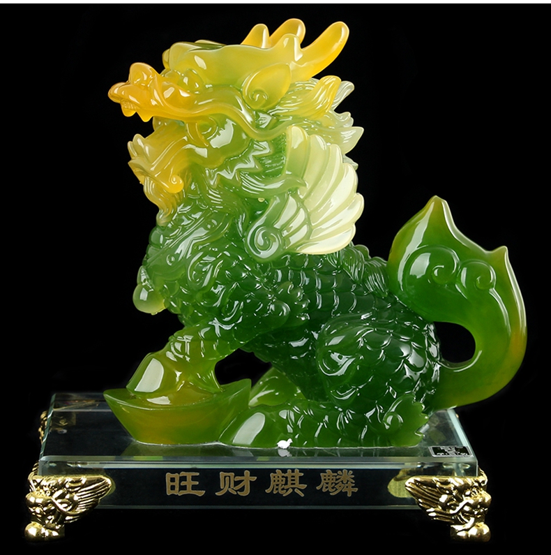 麒麟摆件大号麒麟摆件对玉麒麟摆设家居吉祥物客厅办公室装饰麒麟一对