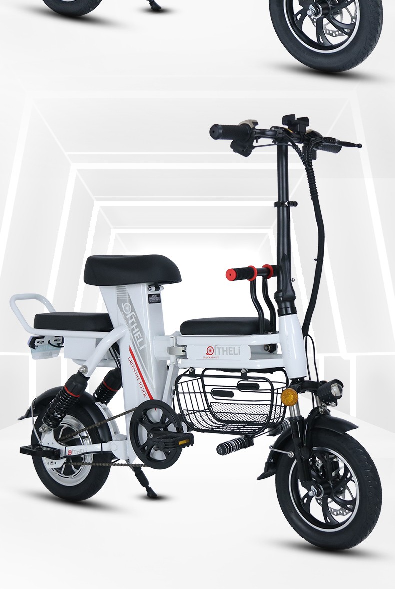 琦利折叠电动自行车新国标锂电池小电动车亲子三座三人电瓶车脚踏电动