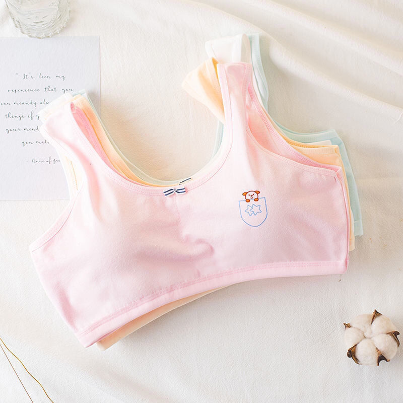 女童吊带背心儿童发育期抹胸中大童学生文胸小女孩穿的防凸点露肚脐棉