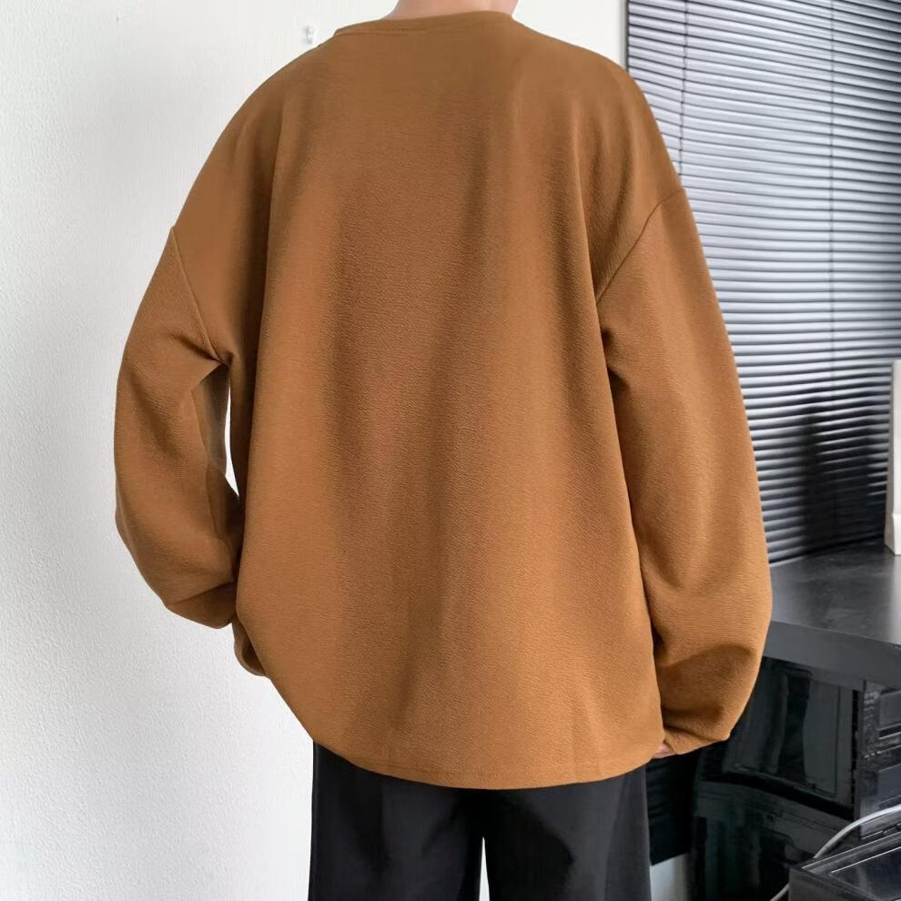 卫衣男秋季新款摇粒绒假两件长袖休闲百搭衫255503 浅棕色 l【图片