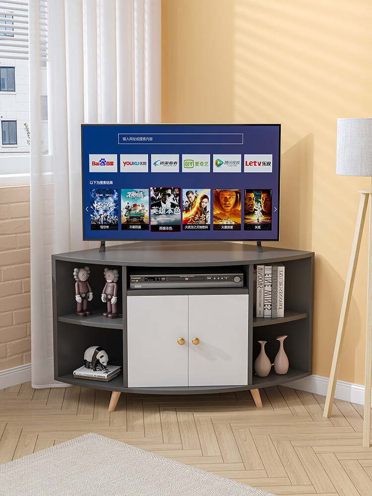 转角电视柜三角柜简约经济型带门转角柜边柜拐角边柜现代墙角电视柜