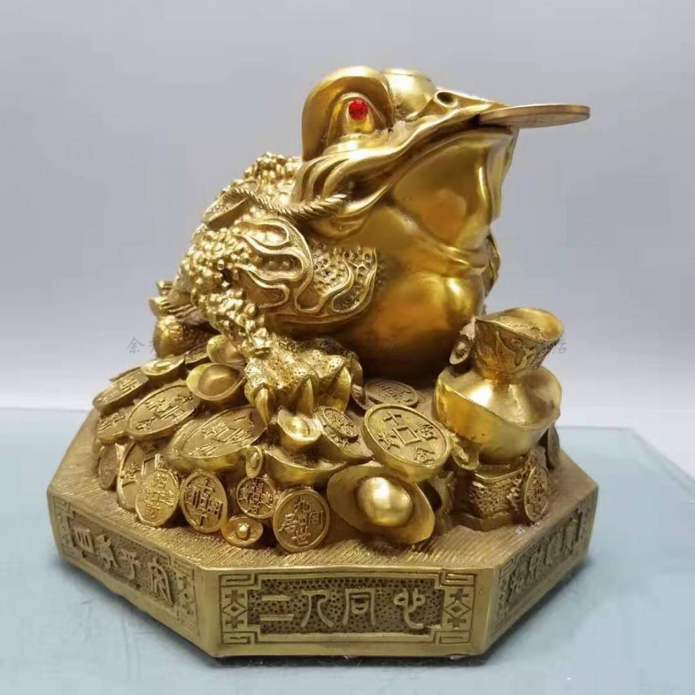 元宝三足蟾蜍纯铜金蟾摆件元宝蟾三足金蟾八卦蟾四方纳财蟾蜍开业礼品