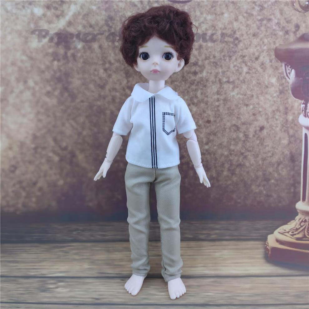 男芭比娃娃30厘米男孩王子娃娃衣服男朋友男娃玩具礼物品换装套 驼色