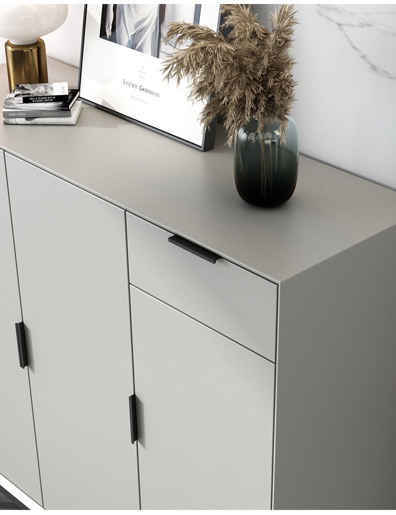 意式轻奢极简鞋柜柜子储物收纳北欧现代简约烤漆大容量玄关柜两门灰