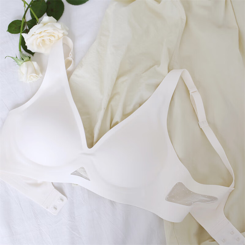 时光美人果冻内衣固定裸感无痕小胸不空大胸显小女士 淡奶白【原版v领