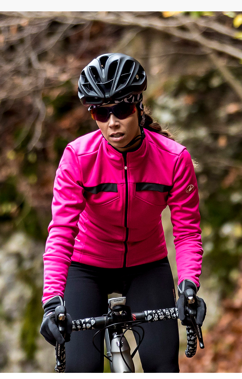 蝎子castelli秋冬女款植绒保暖防风公路车长袖骑行服上衣4518541 027