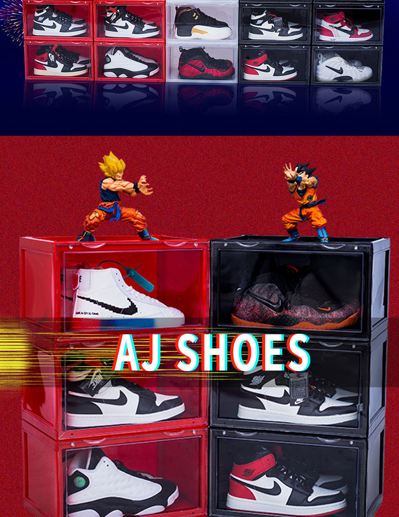 金归鞋盒aj收纳透明鞋盒鞋子收纳盒磁吸侧开鞋盒防氧化鞋盒磁吸后开门