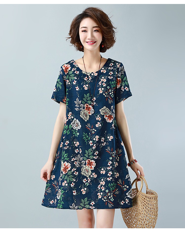 品牌: 恒源祥 商品名称:恒源祥 老太太春夏女装棉麻裙子老年人连衣裙
