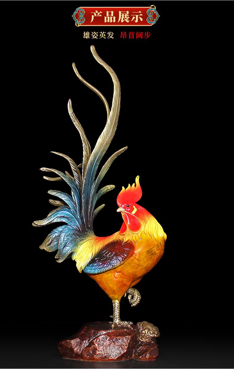 2022新款金鸡报喜纯铜鸡摆件创意公鸡十二生肖鸡客厅家居工艺品金鸡