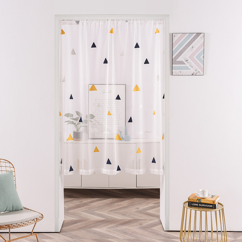 厨房门帘半截门帘隔断帘卧室家用免打孔厨房半截过道透明可爱少女遮挡