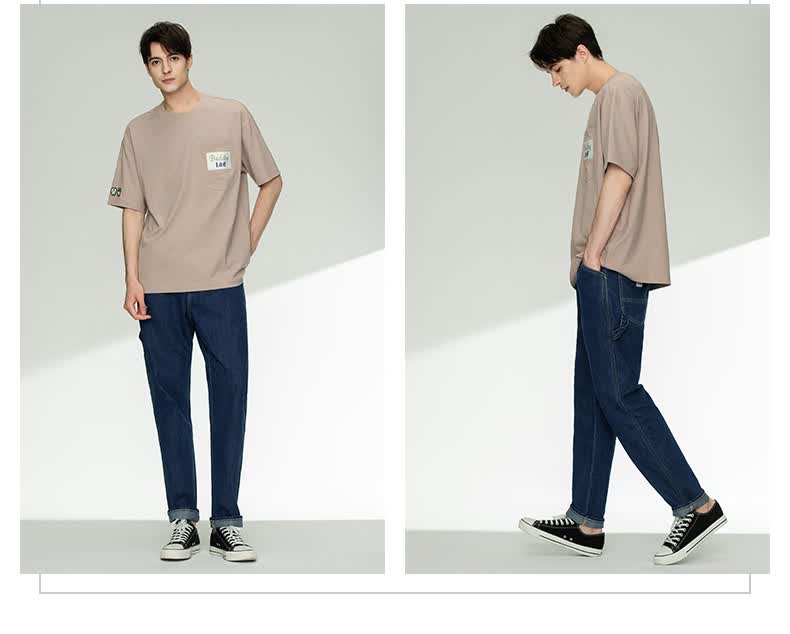 lee商场同款宽松卡朋特中蓝色男工装牛仔裤lmb1447543hh292中蓝洗水31