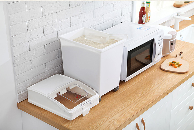 60面粉桶双剑家用厨房50斤装米桶塑料防虫开盖移动储米箱面粉桶米缸