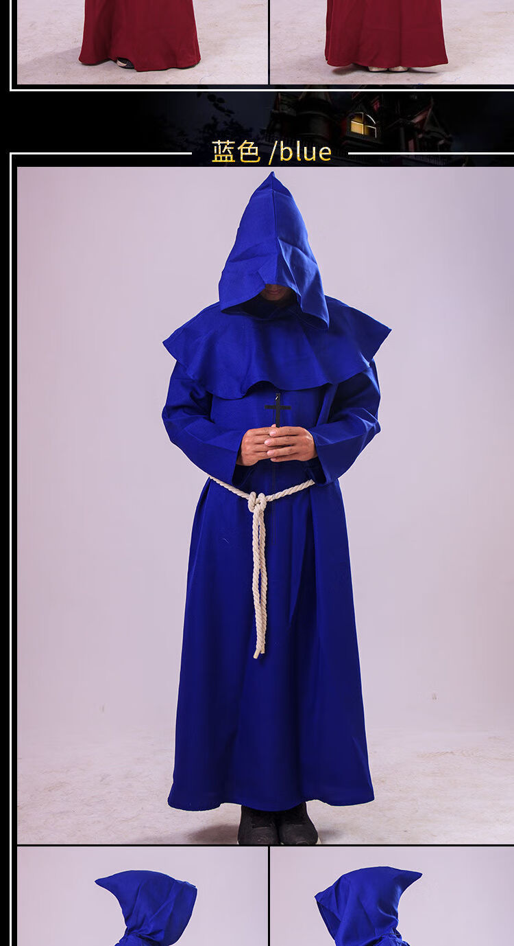 Kwcm 牧师教士袍巫师男基督徒服修堂中世纪僧侣服装o神父s装服万圣节服21 白色l 图片价格品牌报价 京东