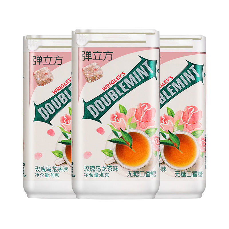 口香糖40g弹力方口香糖木糖醇清新口气休闲零食茶立方益达柚子茉莉