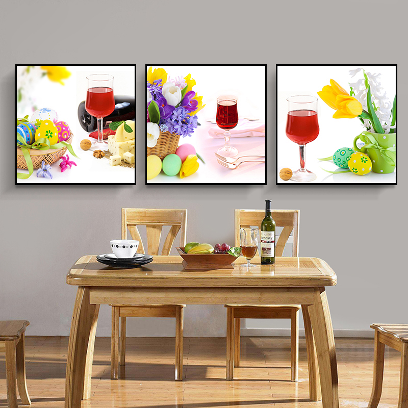 现代简约餐厅装饰画小清新饭厅挂画饭店餐桌三联画厨房水果墙壁画1d款