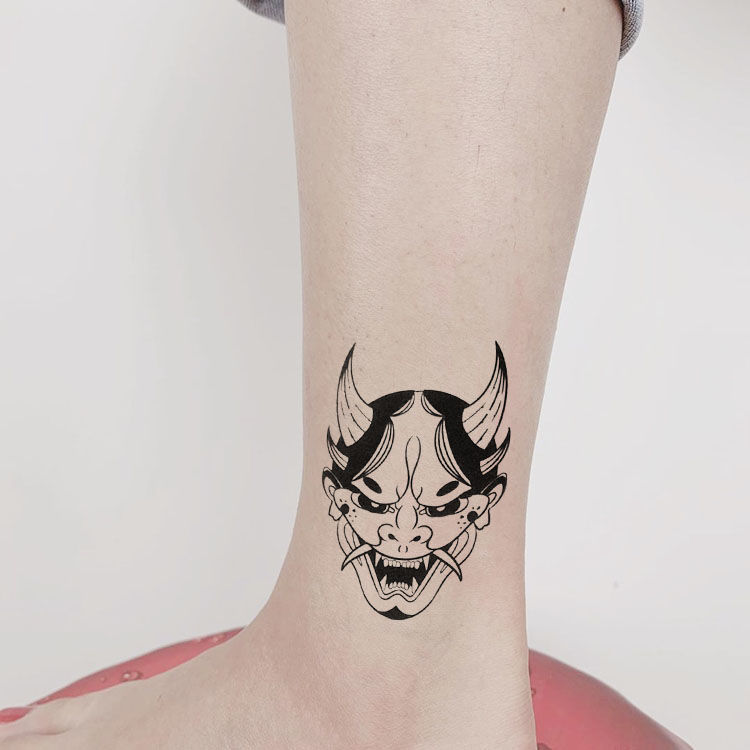 纹身贴 洗不掉般若纹身贴防水男女班诺图腾手背黑白复古仿真纹身贴纸