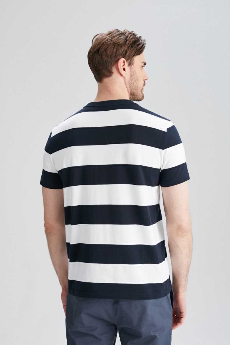 nautica/诺帝卡男装2021春夏纯棉珠地短袖圆领t恤vm1274 4nv藏青(212)