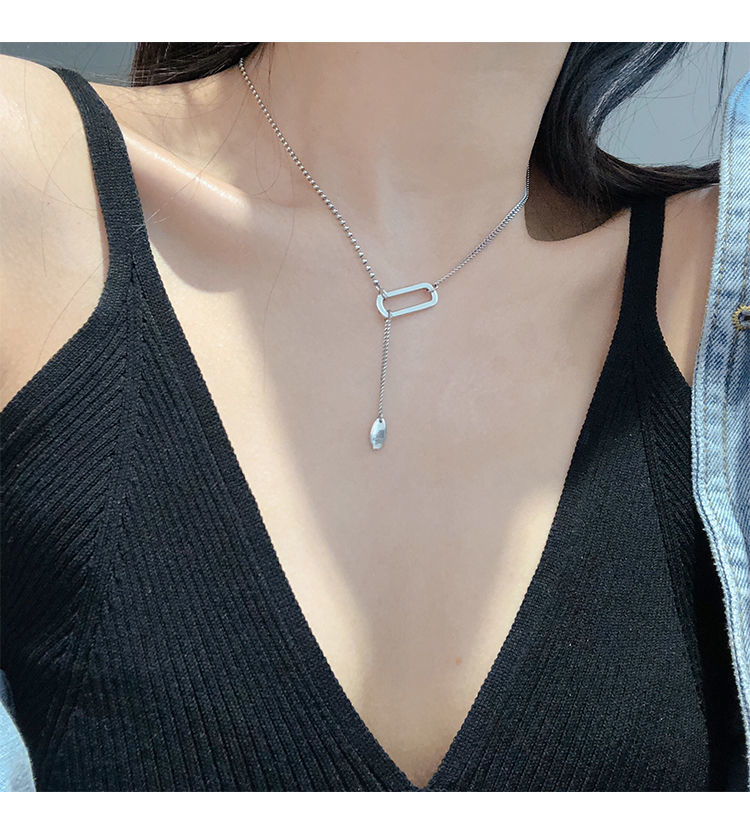 奢菲洛s银几何项链女简约冷淡风轻奢感气质锁骨链时尚女士配饰925银