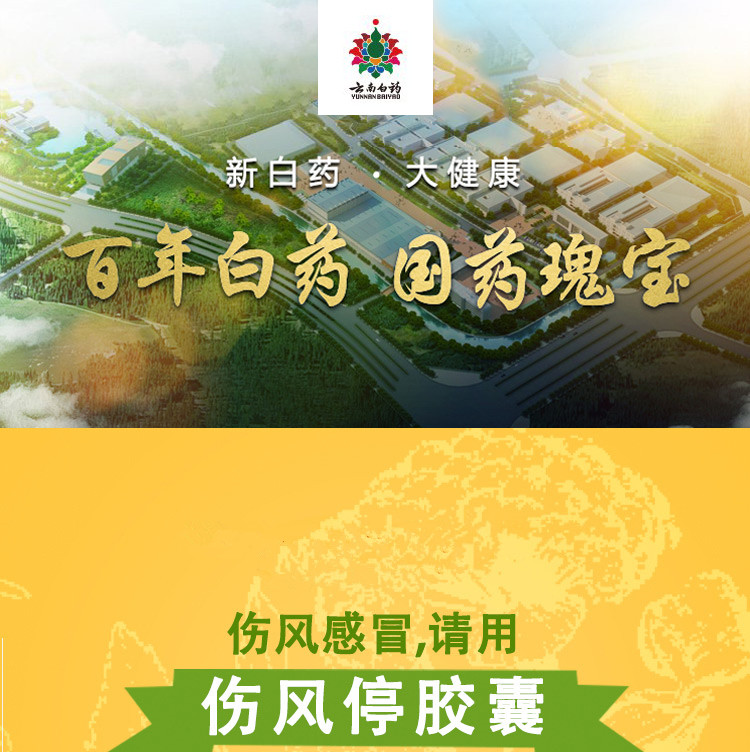 云南白药伤风停胶囊12粒2板风寒鼻炎发热头痛鼻塞流清鼻涕咳嗽止咳上