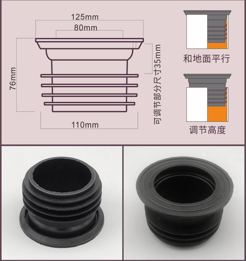 加厚蹲便器蹲坑蹲廁膠塞法蘭排汙口橡膠圈密封圈出水口連接配件定製a