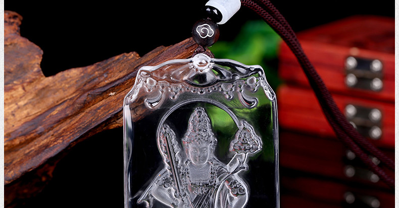 凌芒珍藏白水晶送礼礼品霸气本命佛项链创意虚空藏菩萨吊坠男女情侣