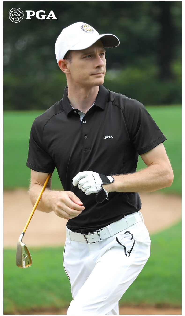 pga 2021夏季高尔夫服装男士短袖t恤 时尚运动弹力男装上衣 pga