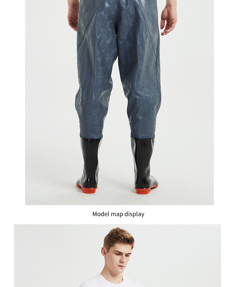 日本进口钓鱼捕鱼抓鱼橡胶牛筋齐腰鱼裤雨裤下水裤半身加厚防水耐磨连