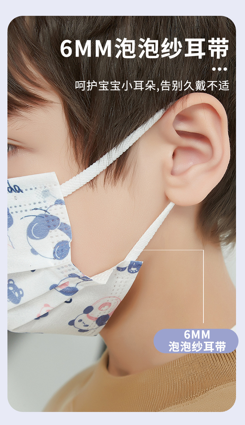 儿童口罩可爱卡通印花412岁学生医用外科口罩泡泡纱耳带小学生女孩