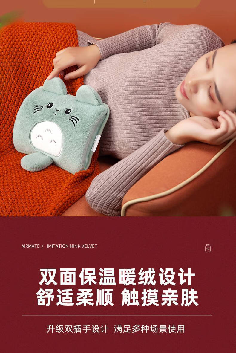 冬天送女朋友礼物 电热水袋卡通暖手宝暖水袋充电式电暖宝毛绒 皮标